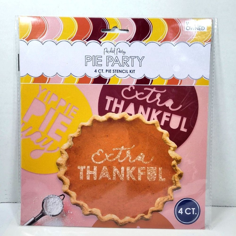 Set of 4 Thanksgiving Pie Stencil Kit Packed Party Reusable
